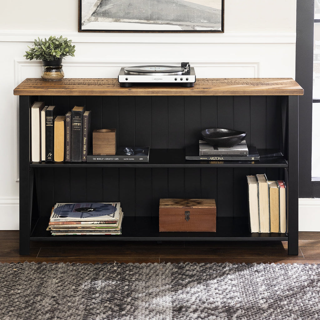 Black Solid Wood Storage Console Table E89862