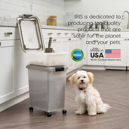 30 lbs & 11 lbs Combo Airtight Dog Food Storage Container, Stackable Treat Box, 2-Cup Scoop, Wheels, Seafoam Blue A864973