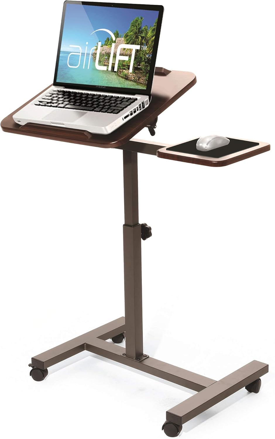 Mobile Height Adjustable Laptop Workstation Desk Cart with Wheels, White R296
