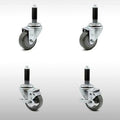 Set of 4 Stainless Steel Gray Polyurethane Wheels Casters R84602