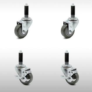 Set of 4 Stainless Steel Gray Polyurethane Wheels Casters R84602