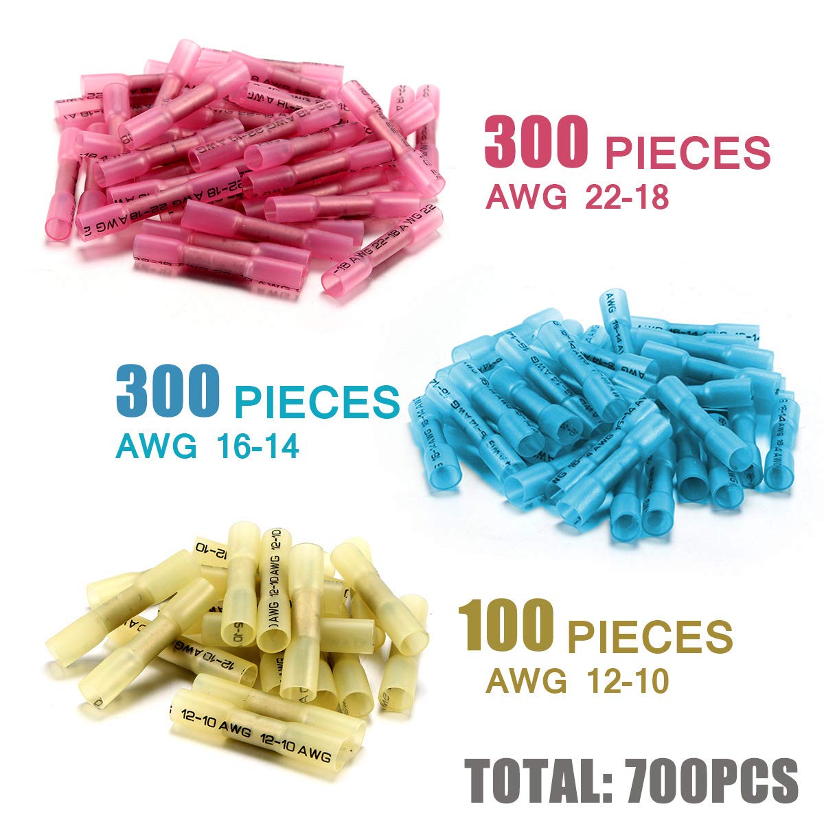 700 PCS Heat Shrink Butt Connectors I263268