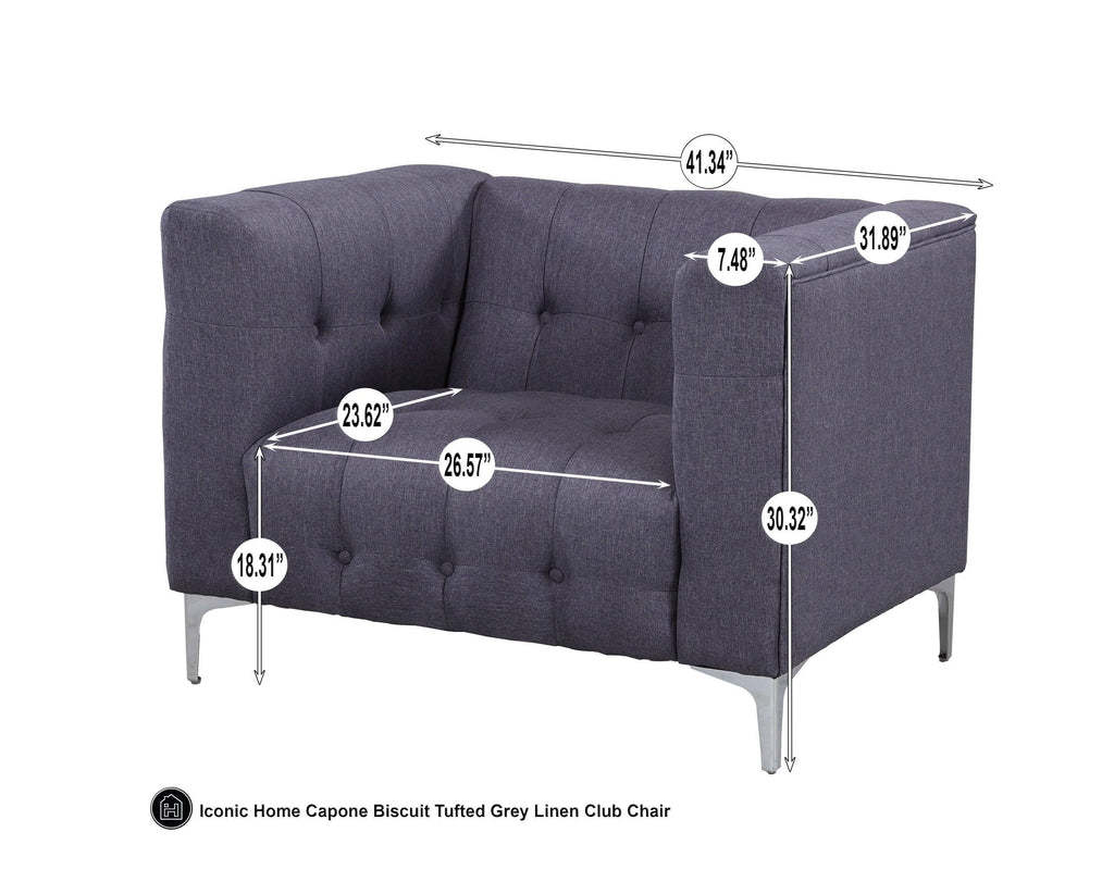 Grey Fabric Tufted Club Chair U47113