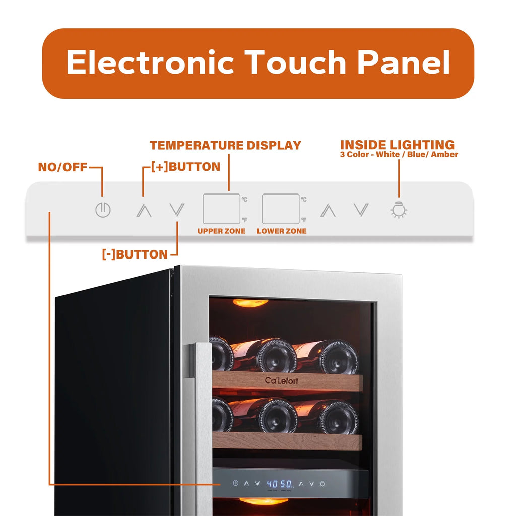 15 inch 28 Bottle Dual Zone Stainless Steel Wine Cooler K993