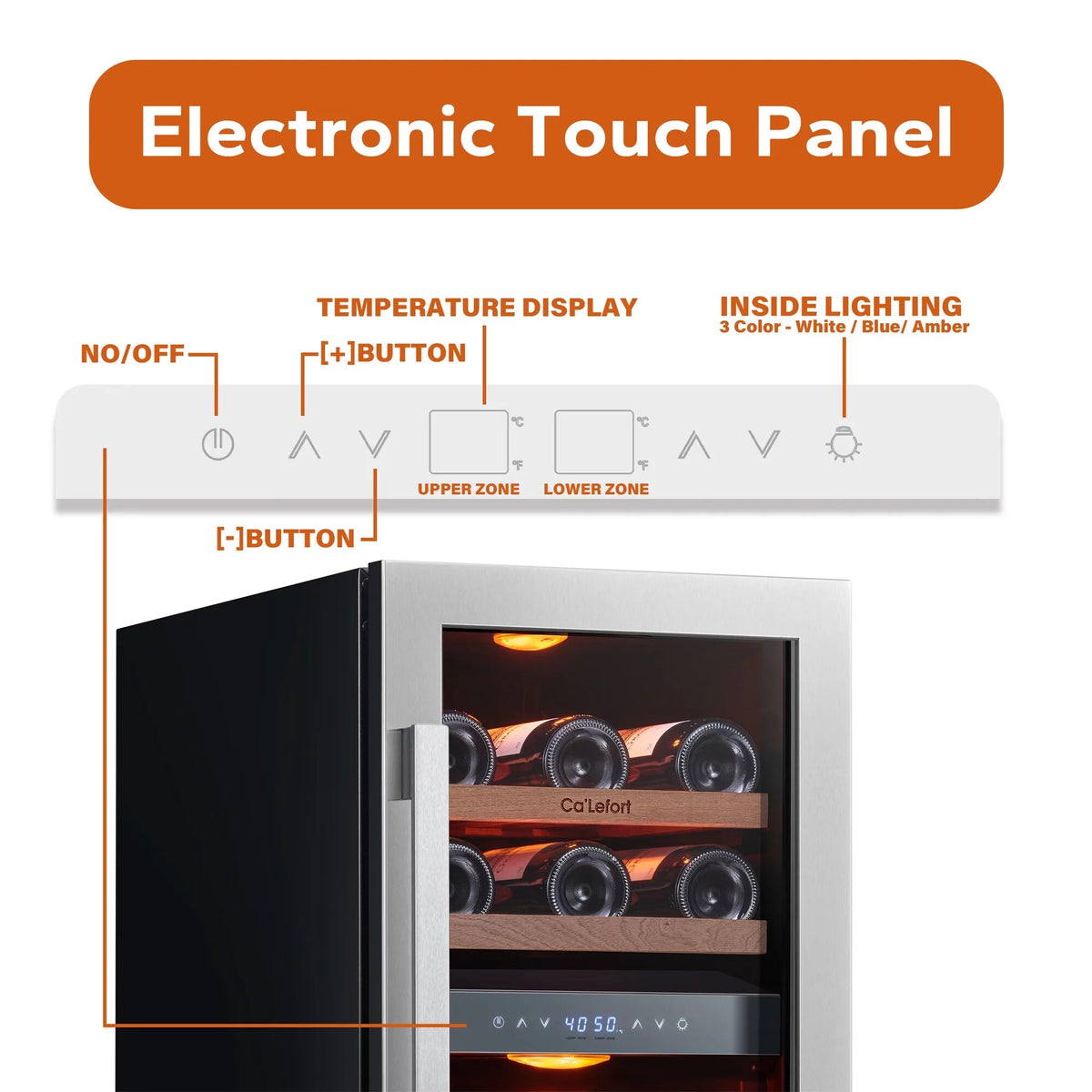 15 inch 28 Bottle Dual Zone Stainless Steel Wine Cooler K993