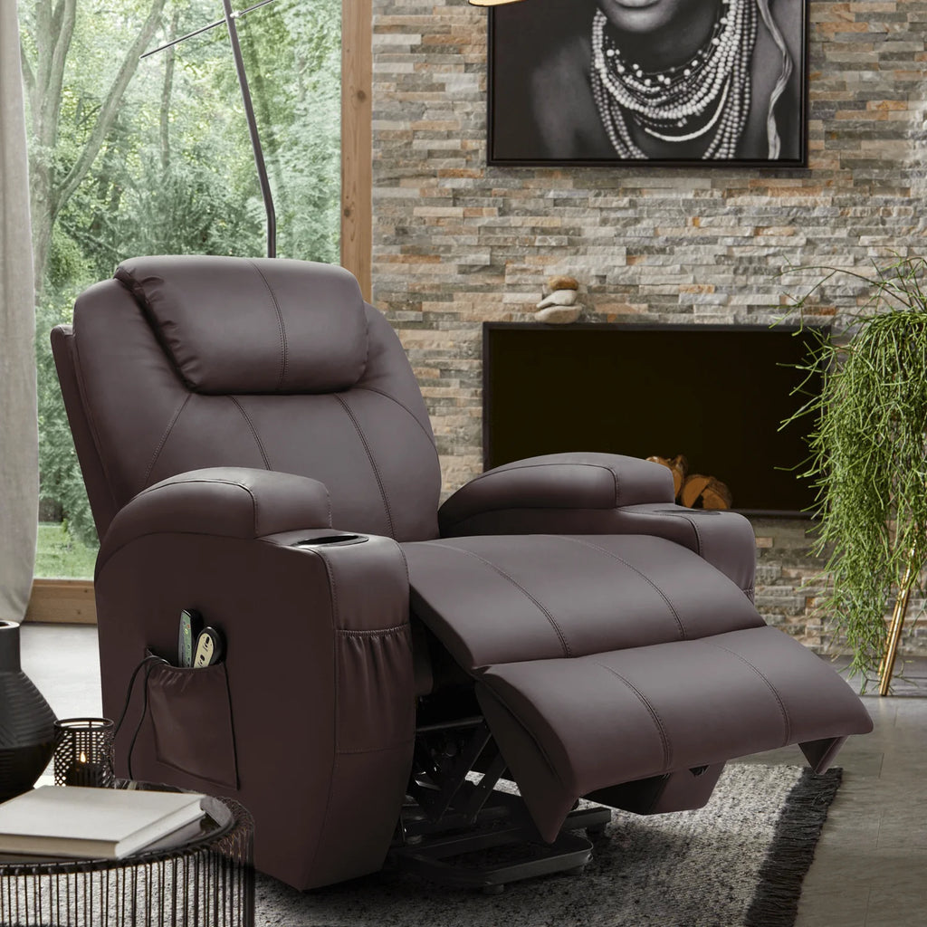 Black Faux Leather Power Lift Recliner S6538