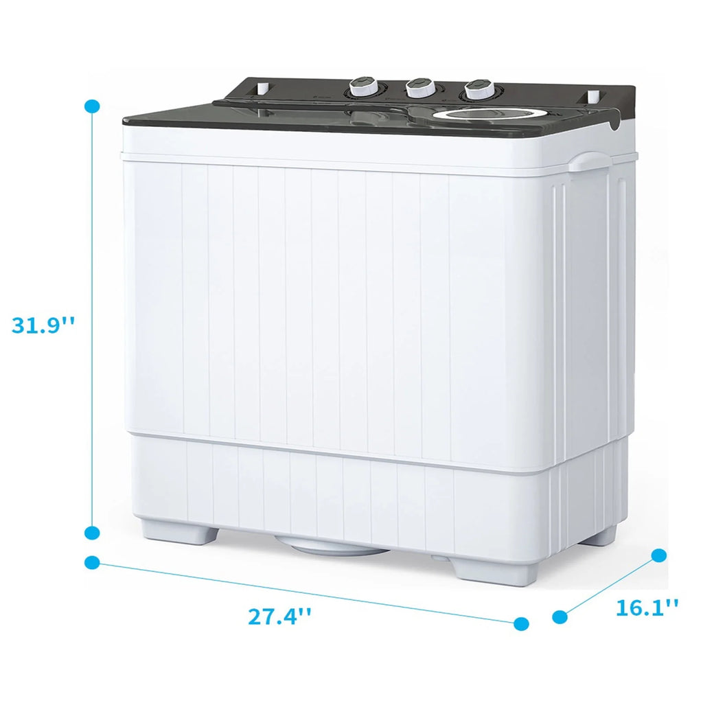 Portable 26Lbs Twin Tub Washing Machine with Gravity Drain Pump F255172
