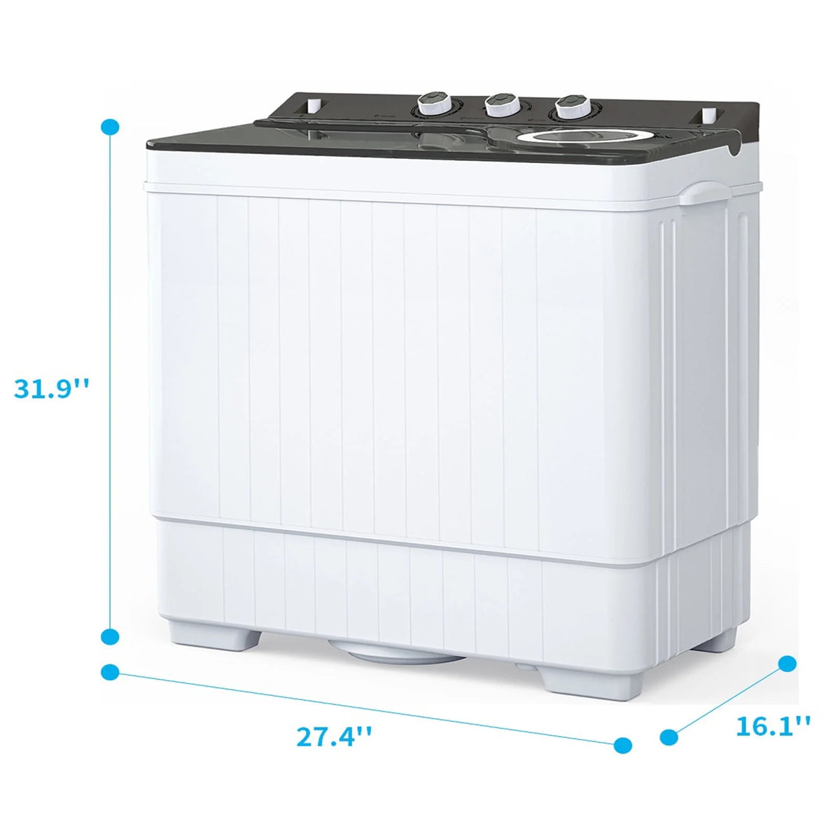 Portable 26Lbs Twin Tub Washing Machine with Gravity Drain Pump F255172