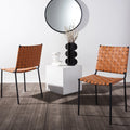 Woven Dining Chair Set of 2 Cognac Black C397426