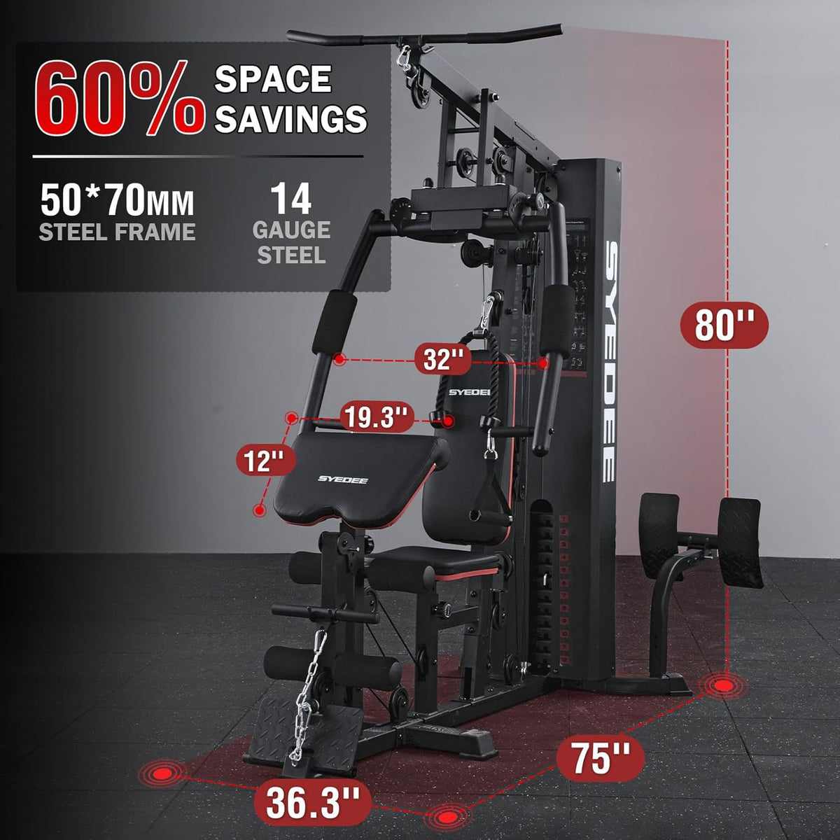 Multifunctional Home Gym Equipment with 150LBS Weight Stack Q179451