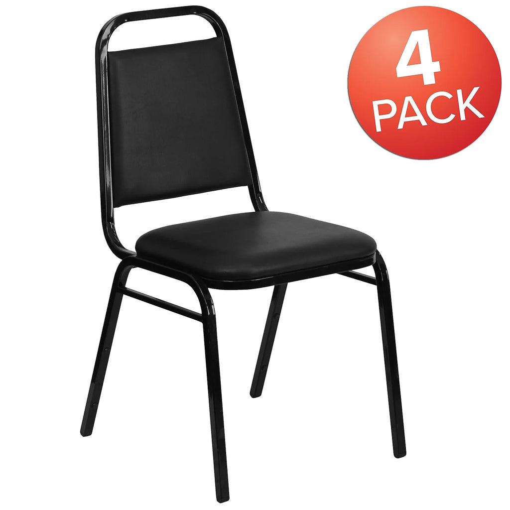 4 Pack Black Vinyl Stacking Banquet Chair Y9133