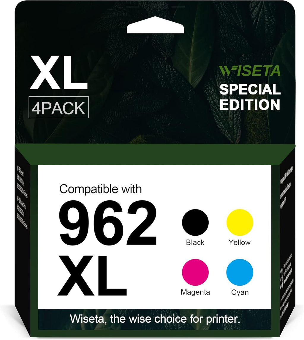 HP 962 962XL Black and C/M/Y Ink Cartridge 4-Pack Remanufactured for OfficeJet Pro 9010 Series R35751