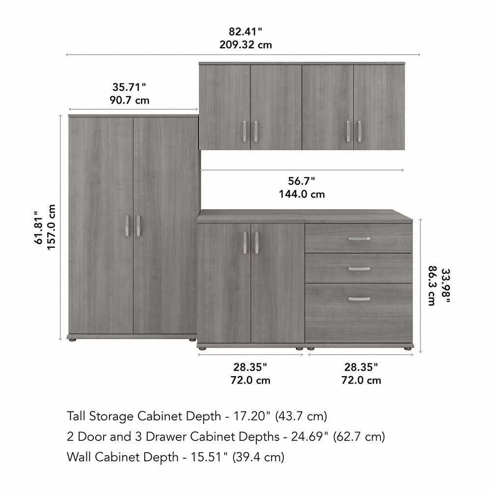 5 Piece Modular Laundry Room Storage Set with Floor and Wall Cabinets R257237
