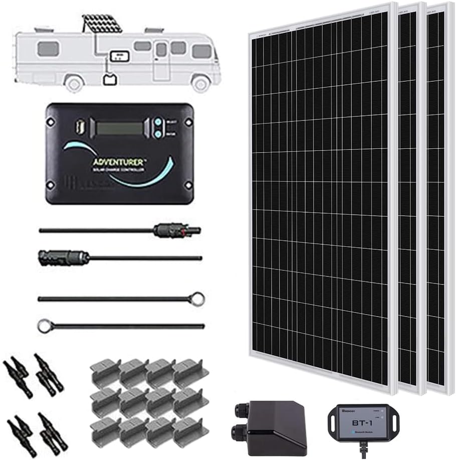 300 Watts 12 Volts Monocrystalline Solar RV Kit with 30A PWM Charge Controller U794
