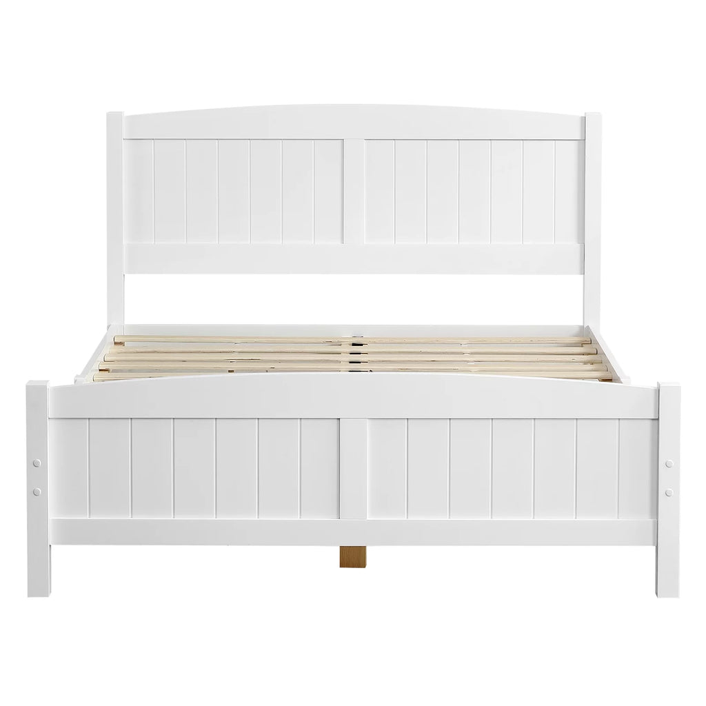 White Full Platform Bed with Headboard and Footboard J433215