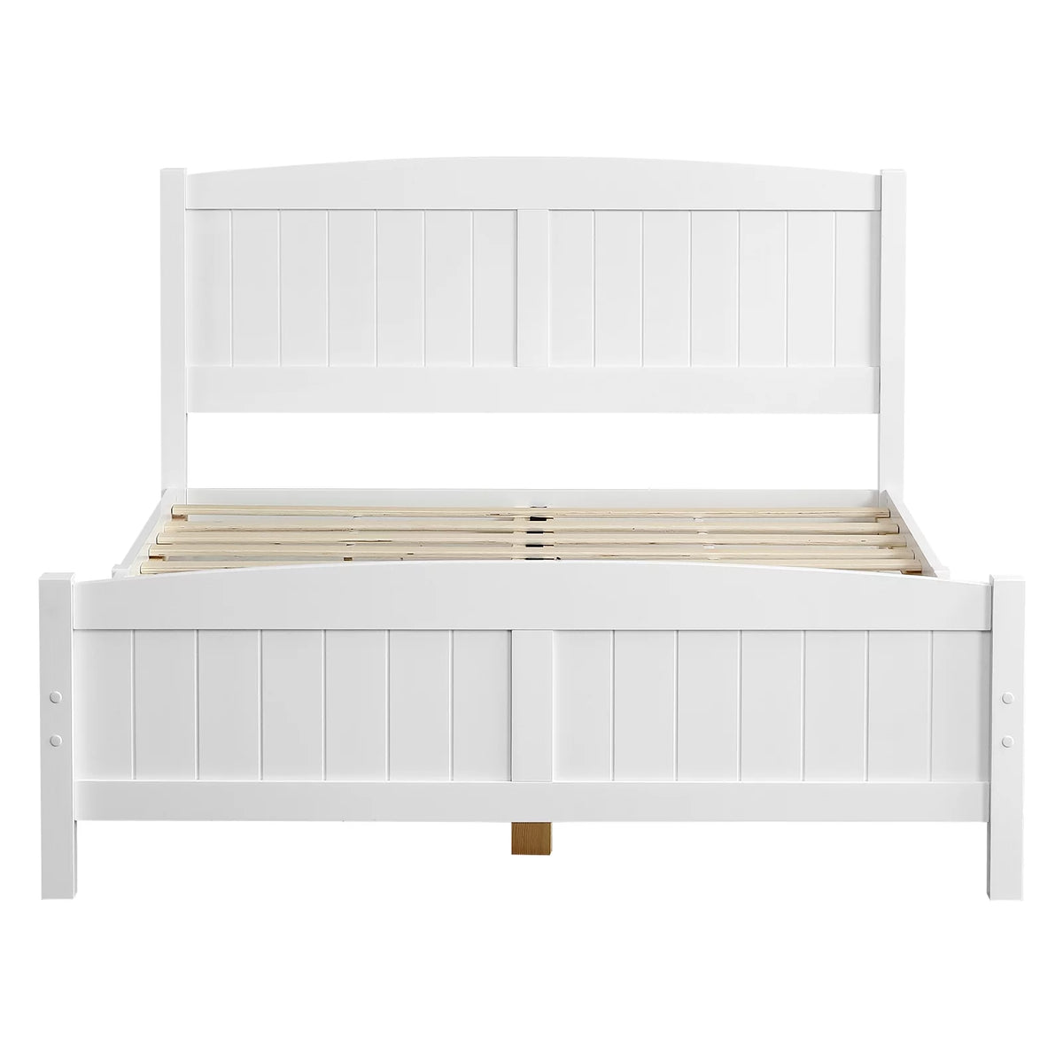 White Full Platform Bed with Headboard and Footboard J433215