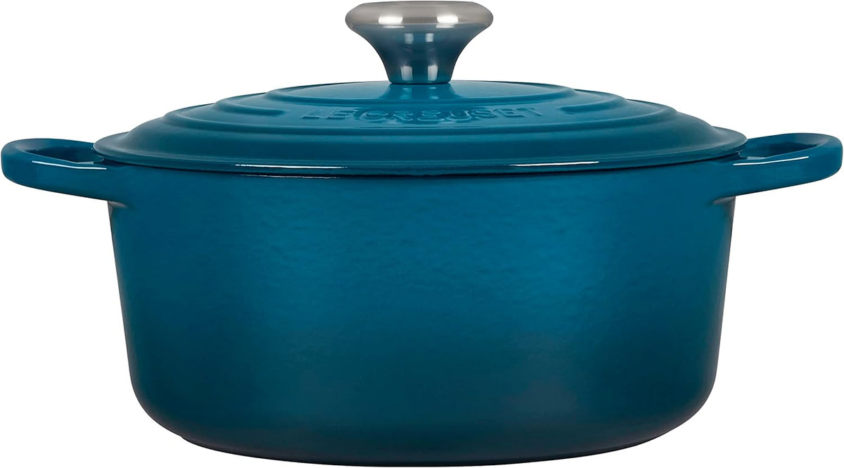 4.5 qt. Deep Teal Enameled Cast Iron Round Dutch Oven W3495