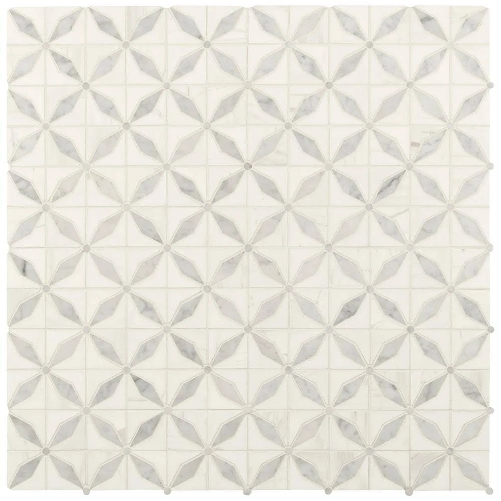 Polished Marble Mesh-Mounted Mosaic Tile C3309