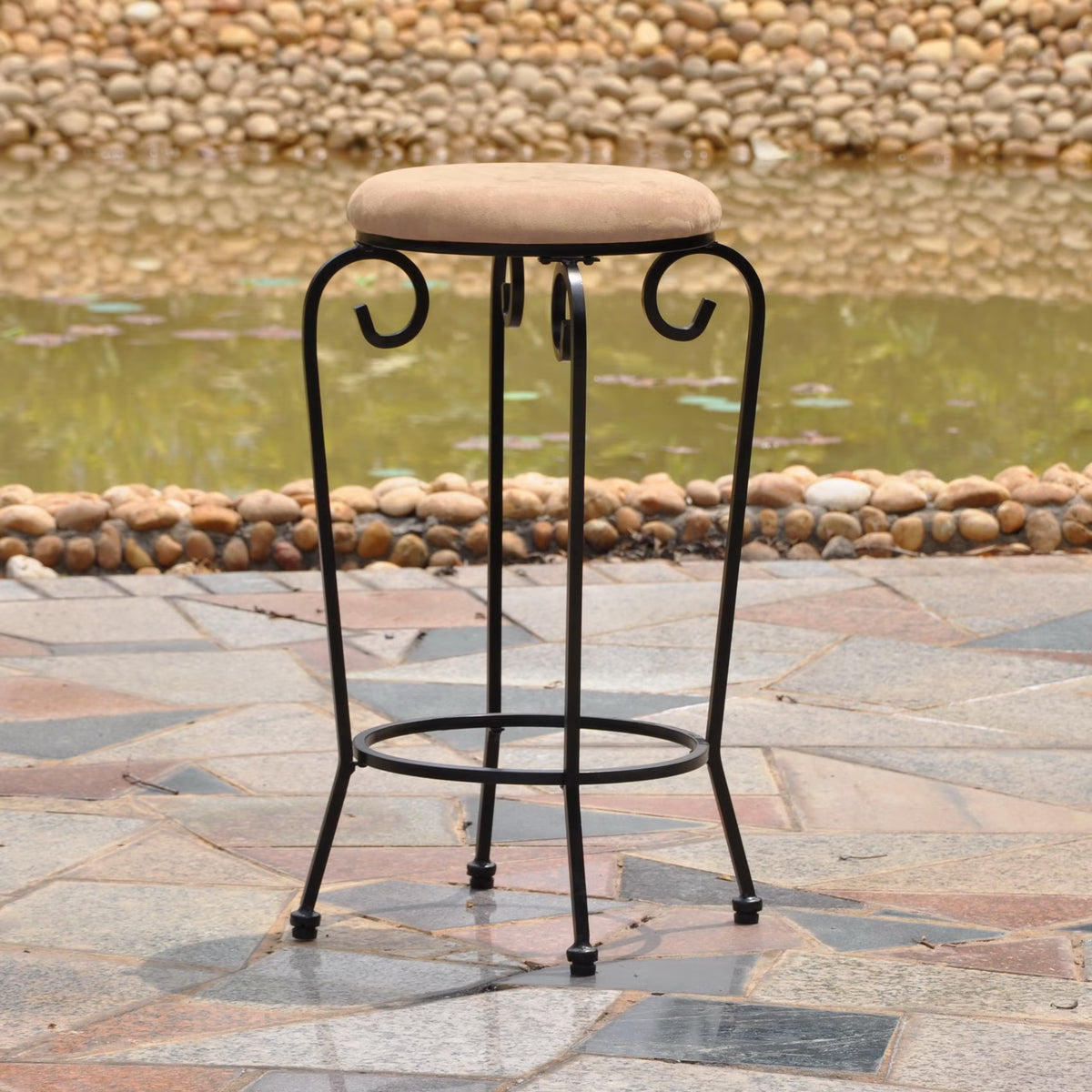 Tan Microsuede Bar Stools Set of 2 S400