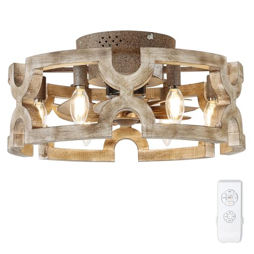White Caged Ceiling Fan with Light W8227
