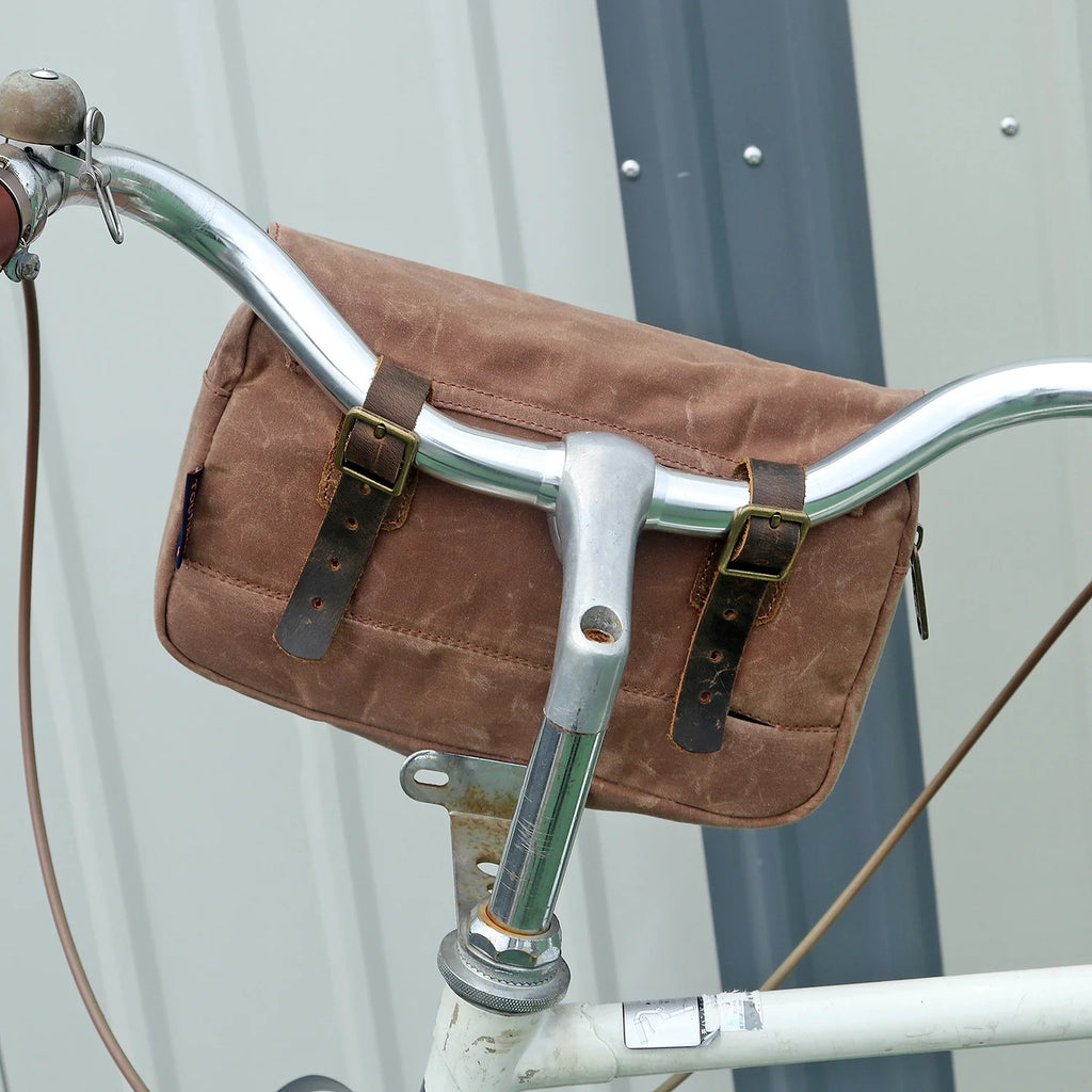Brown Waxed Canvas Bicycle Pouch Bag Y69575