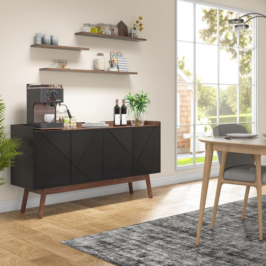 Black 55" Wood Sideboard Cabinet with Doors J88499