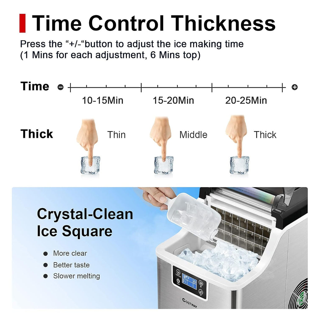 40LBS/24H Portable Compact Ice Machine with Auto Self-Cleaning Function N714199