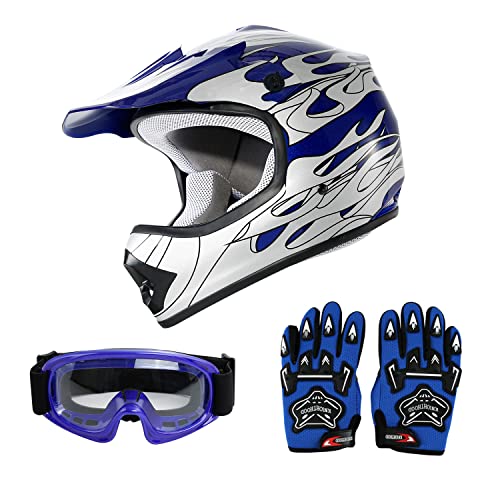 Youth Kids Dot Helmet Motorcycle Motocross Offroad Helmet Goggles Gloves M64091