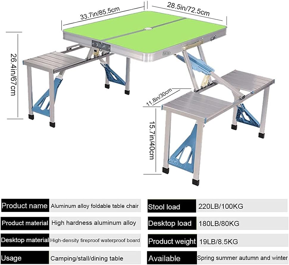 Portable Folding Picnic Table with Seats and Umbrella Hole V847019