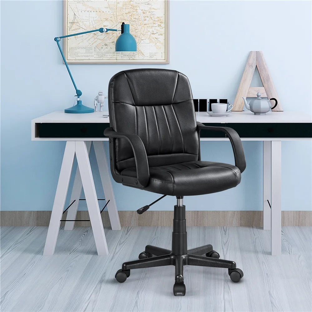 Black Faux Leather Adjustable Swivel Office Chair F723