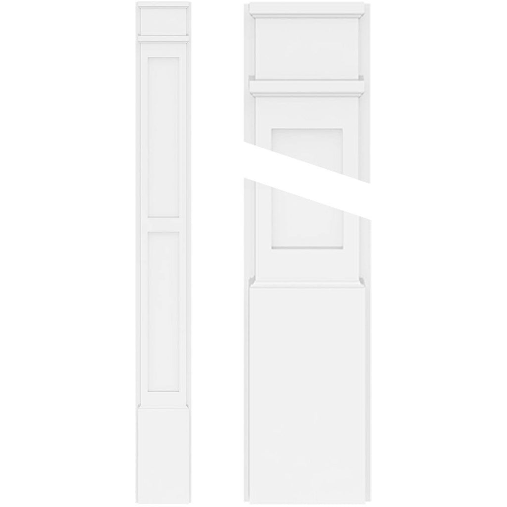 Two Equal Flat Panel PVC Pilaster with Decorative Capital & Base (Pair) O32021