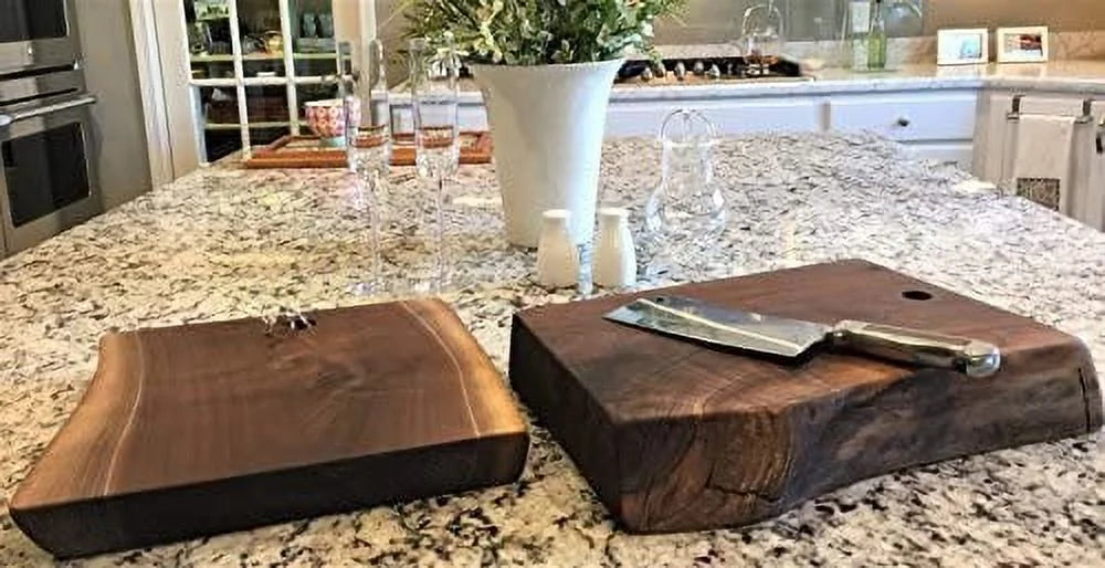 Black Walnut Double Live Edge Wood Charcuterie Board F327533