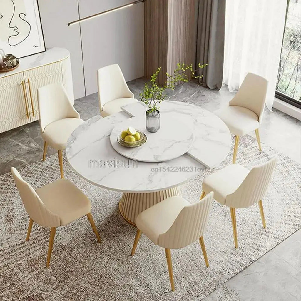 Round Marble Dining Table 6 Chairs W61499