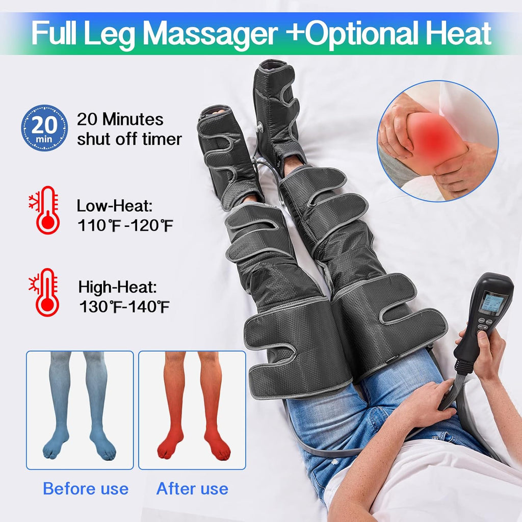 Leg Massager with Air Compression, 2 Heat Levels, 4 Modes 4 Intensities F100788