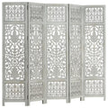 Hand Carved 5-Panel Mango Wood Room Divider E40397