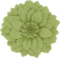 3D Petals Flower Filled Decorative Throw Pillow 16" Round Lime Floral Felt Accent Pillow E928