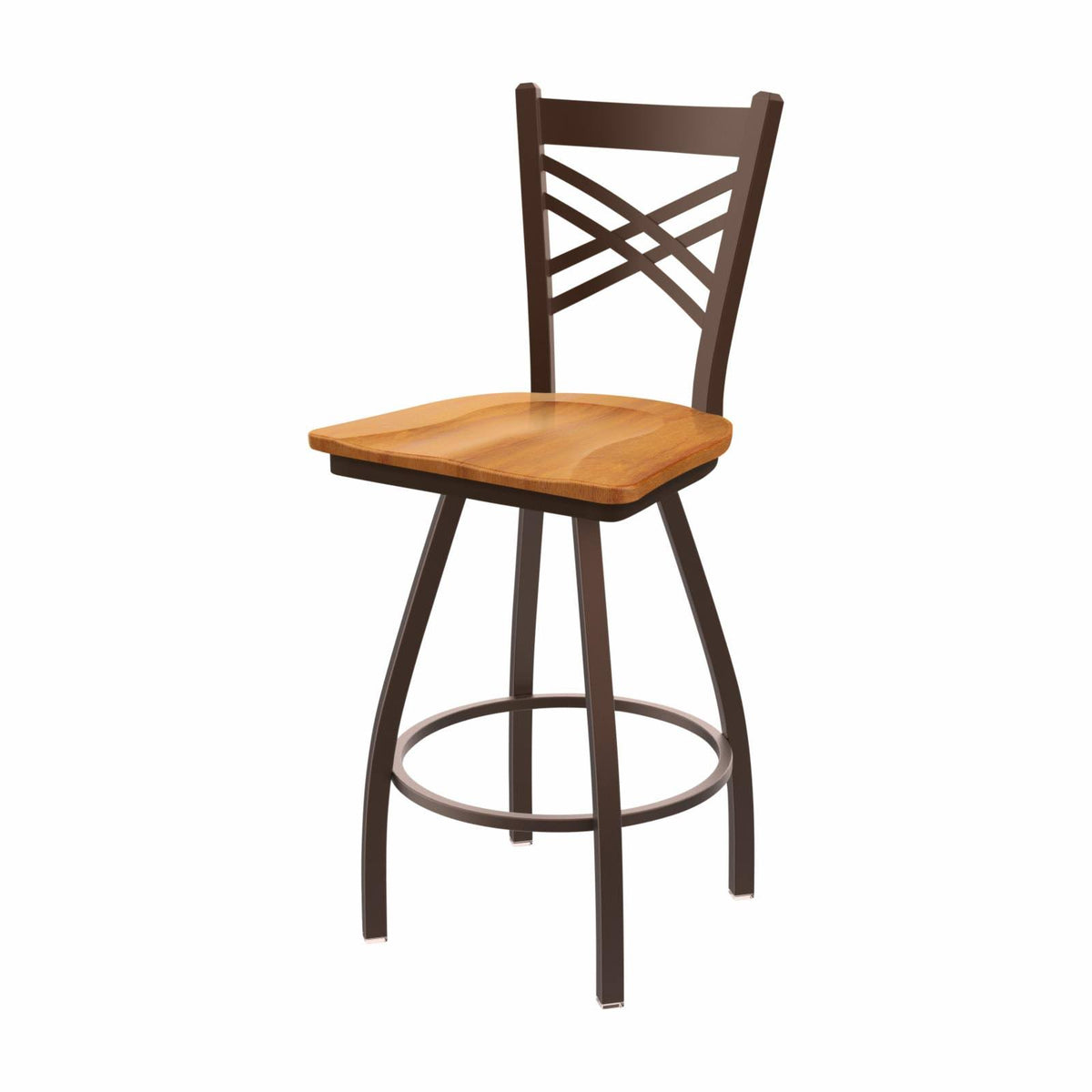 Swivel Counter Stool with Anodized Nickel Finish and Medium Maple Seat E592498