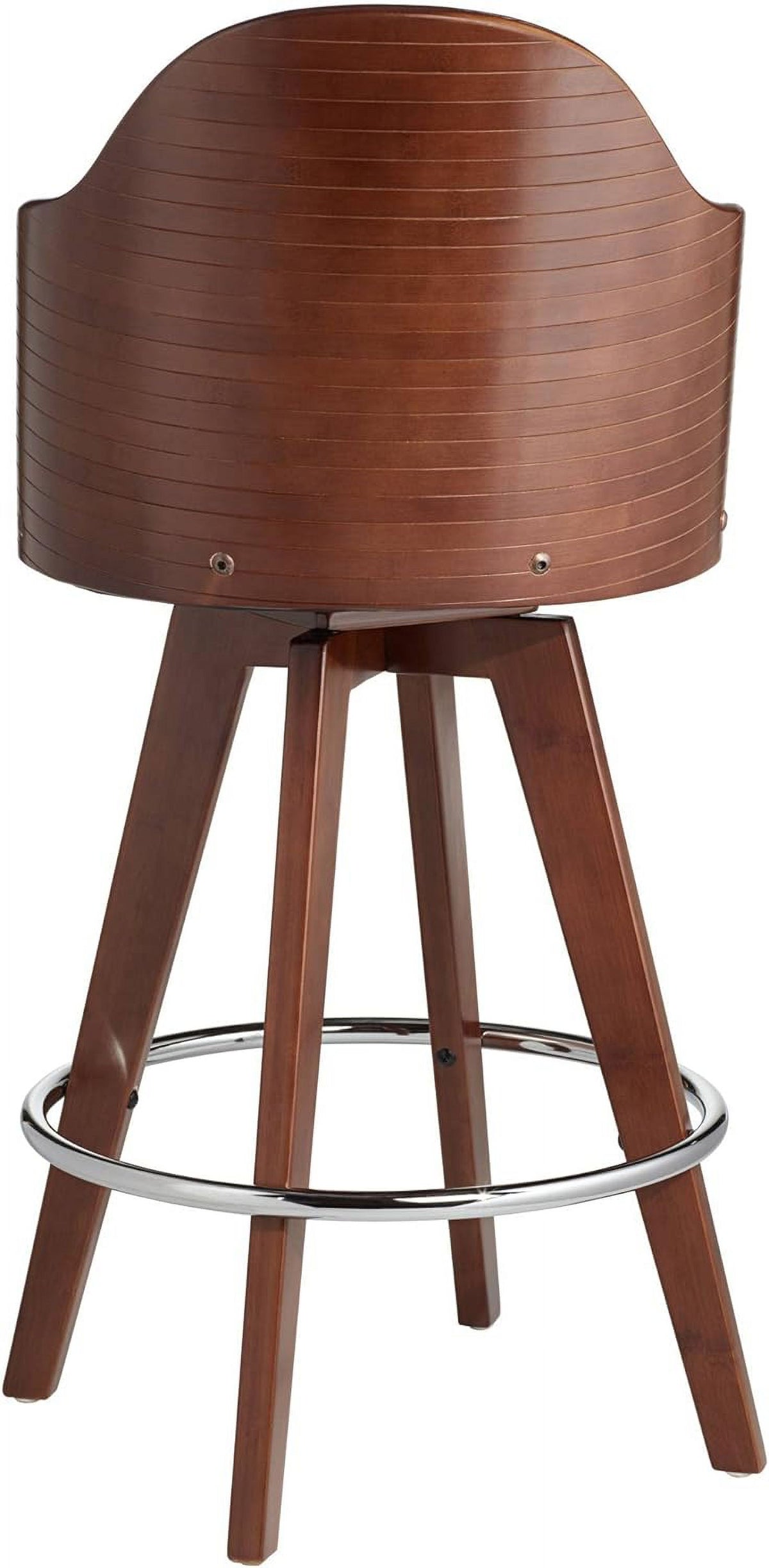 Dark Walnut Wood Swivel Stool with Backrest Footrest R269654