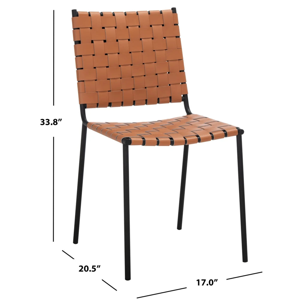 Woven Dining Chair Set of 2 Cognac Black C397426