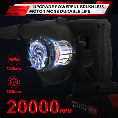 24V Cordless Electric Leaf Blower with 2 Pack Batteries and Charger Z47611