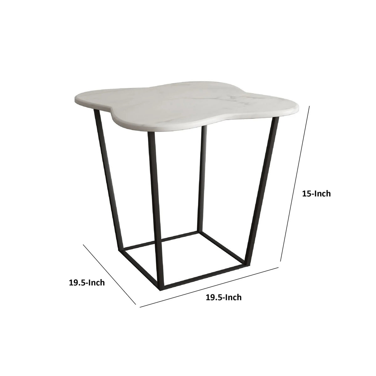 20 Inch Marble Top Metal End Table W51319