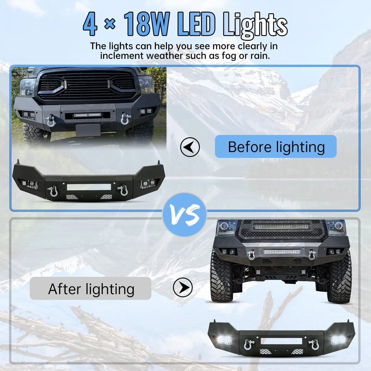 Front Bumper with D-Ring LED Fog Light J38698