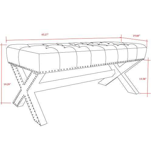 Dark Grey Velvet Bench V17919