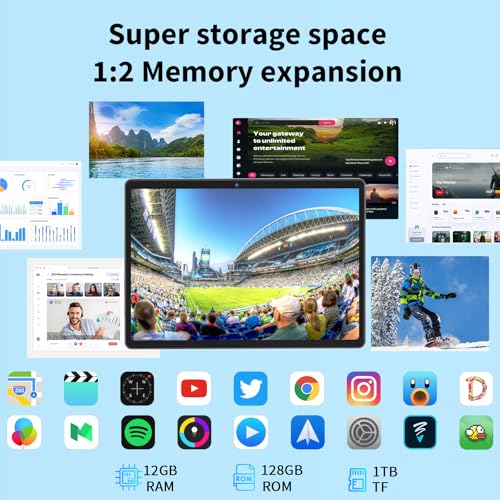 Android 14 Tablet with Keyboard, 12GB RAM, 128GB Storage, 10 Inch 2-in-1 Tablet U687630
