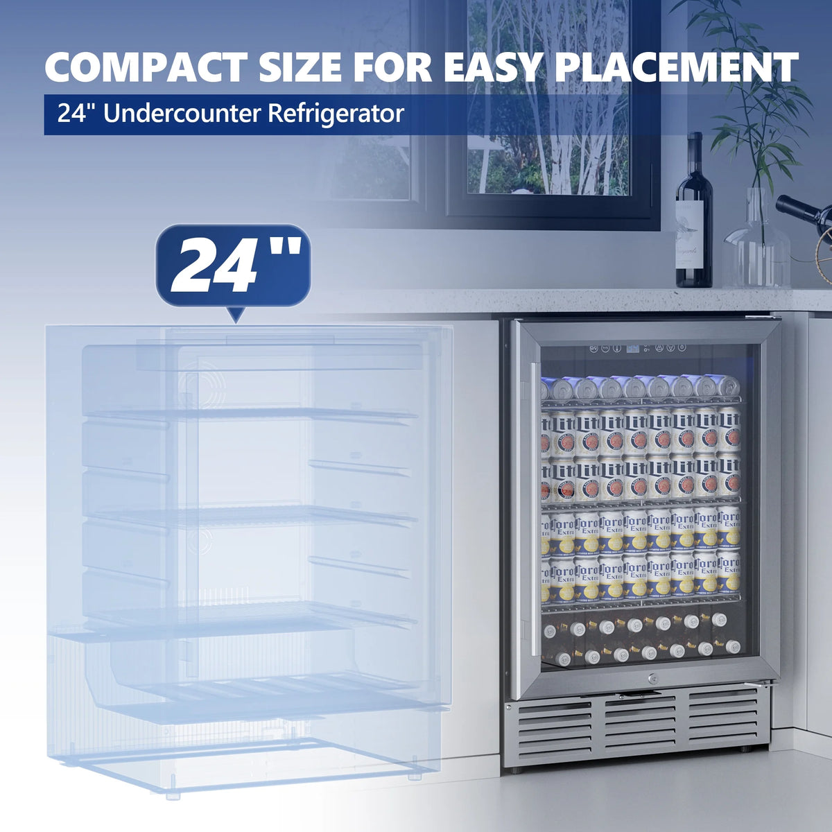 15 Beverage Cooler 32 Bottle Wine Fridge Glass Door B654299