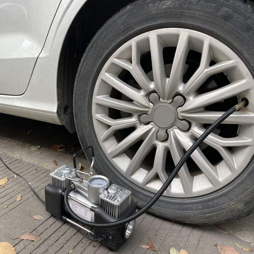 12V 150 PSI Double Cylinder Tire Inflator Air Compressor with LED Light and Storage Bag P310818