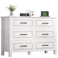White Walnut 6 Drawer Wood Dresser W777