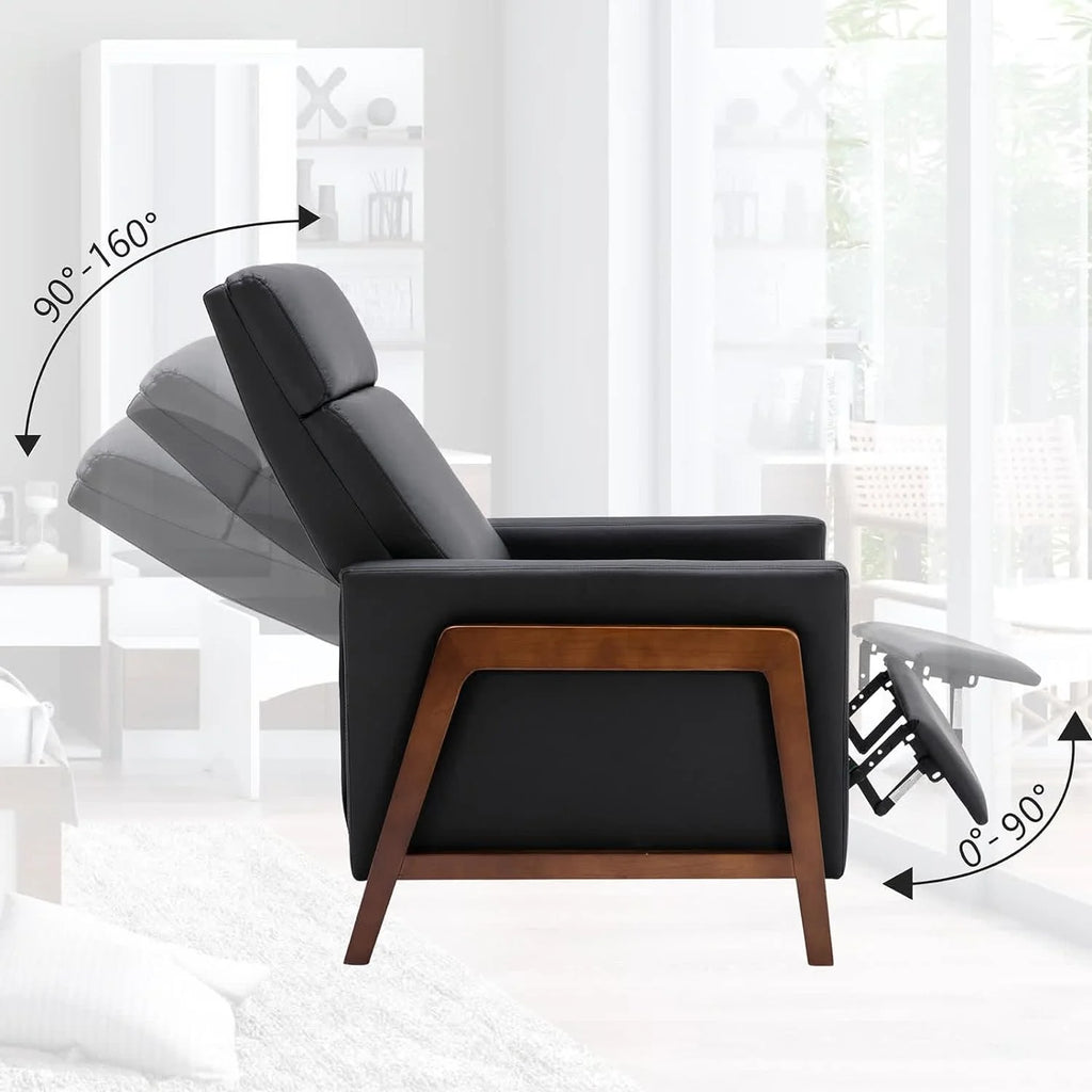 Black PU Leather Recliner Chair with Thick Cushion G9344