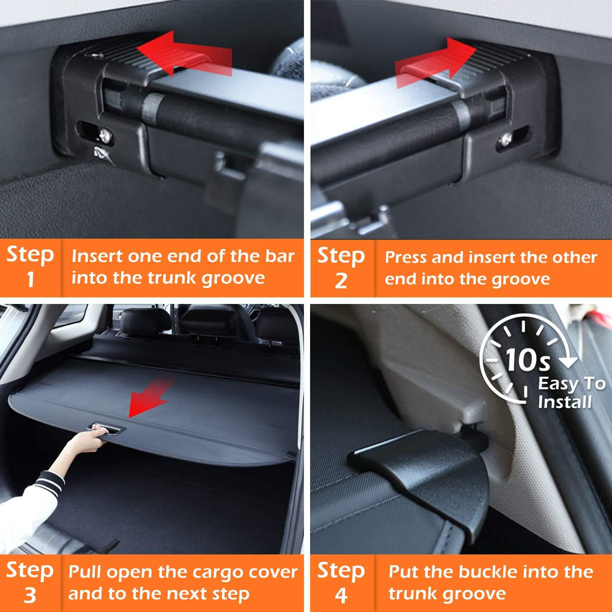 Black Retractable Rear Cargo Security Shield Shade Y207673