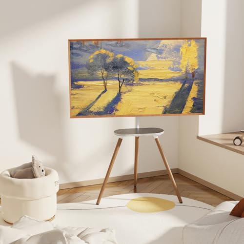 Height Adjustable Swivel TV Stand for 40 to 65 Inch Screen with Wooden Tray I3034